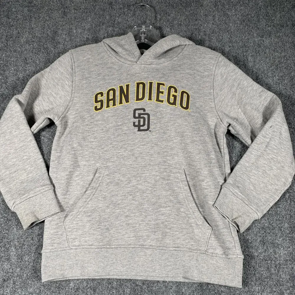 San Diego Padres Hoodie Sweatshirt Boys 8 Gray MLB Baseball New Era Pullover